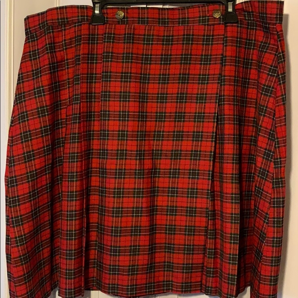 Above knee length plaid skirt!